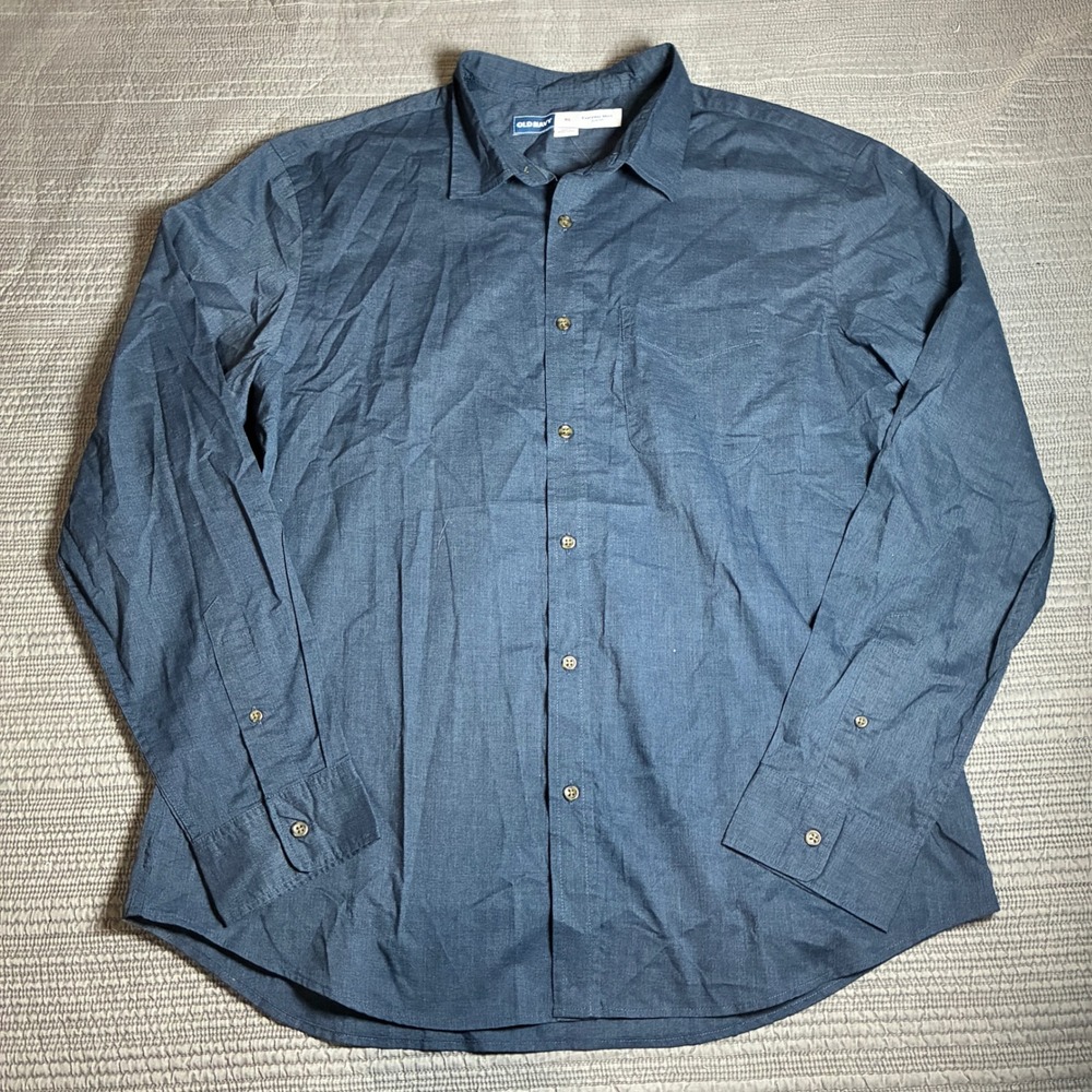 Old Navy Everyday Shirt XL Slim Fit Blue Long Sleeve Button Down Chest Pocket